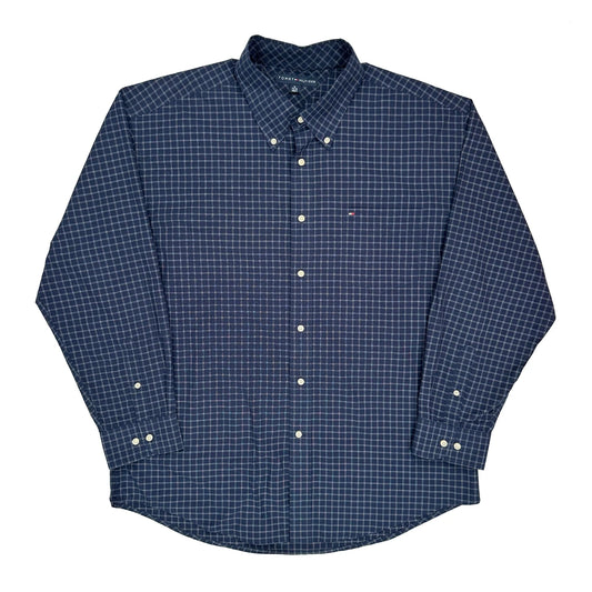 Vintage Tommy Hilfiger Checked Shirt - XL Blue Cotton