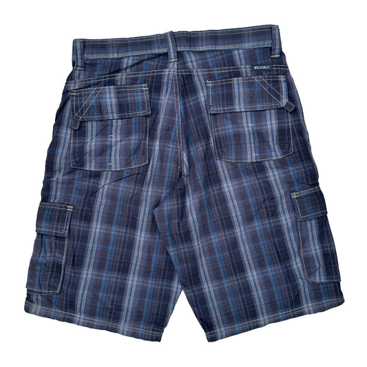 Unbranded Checked Cargo Shorts - 32W 10L Blue Cotton