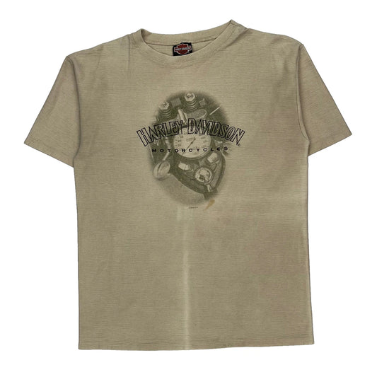 Stone Mountain Georgia Harley Davidson Graphic T-Shirt - Large Beige Cotton