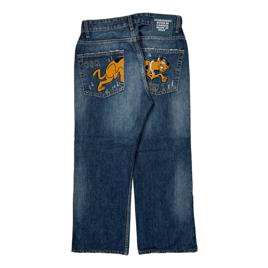 Vintage Scooby Doo Dsquared2 Baggy Graphic Jeans - 30W 26L Blue Cotton
