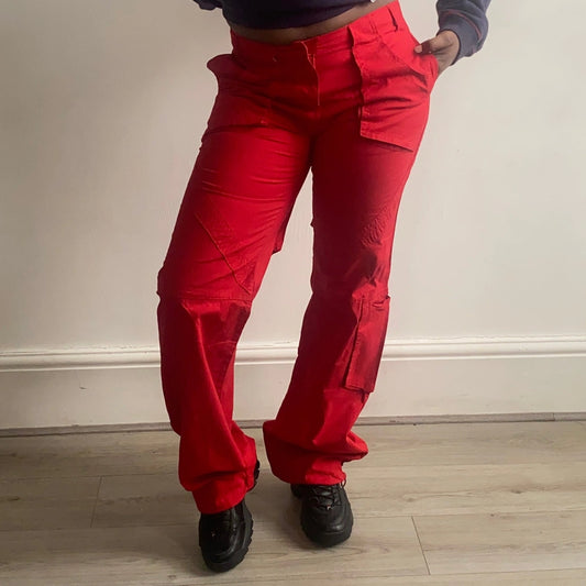 Vintage red Unbranded Cargo Trousers - womens 34" waist