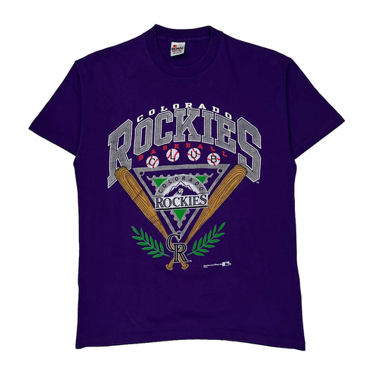 Colorado Rockies Signal Sports Single Stitch T-Shirt - Large Purple Cotton