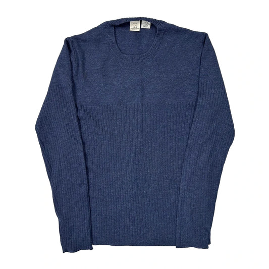 Vintage Armani Exchange Jumper - Medium Blue Merino Wool