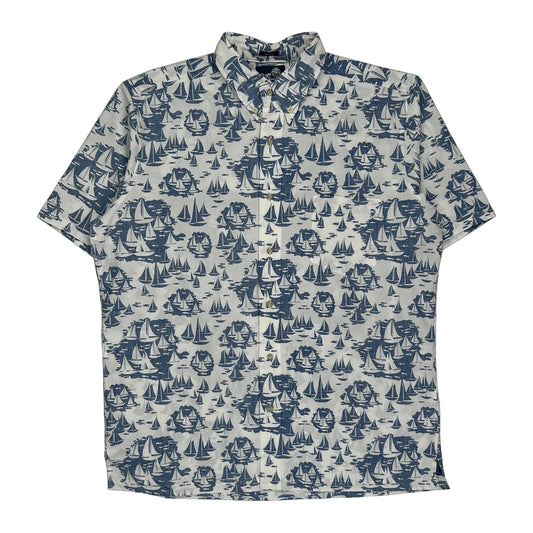 Vintage Reyn Spooner Hawaiian Shirt - Medium Blue Cotton Blend