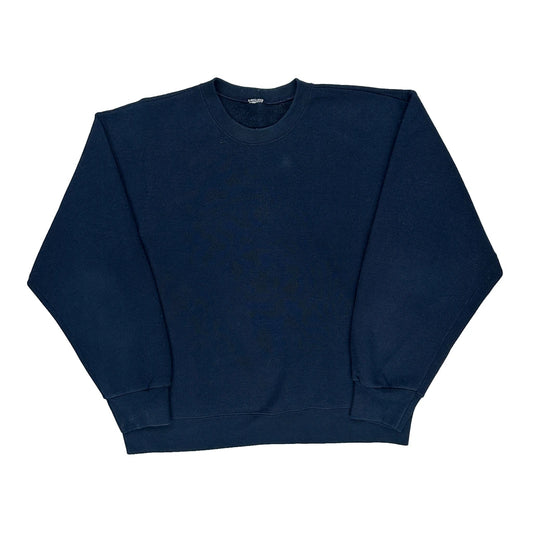 90S Blank Gildan Sweatshirt - Large Navy Cotton