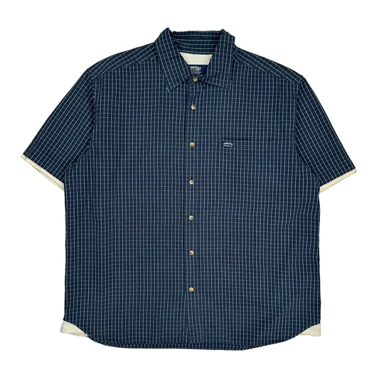 Levis Checked Short Sleeve Shirt - Large Blue Cotton