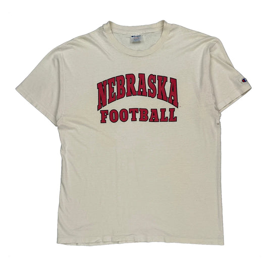 Nebraska Football Champion Football T-Shirt - XL Cream Cotton