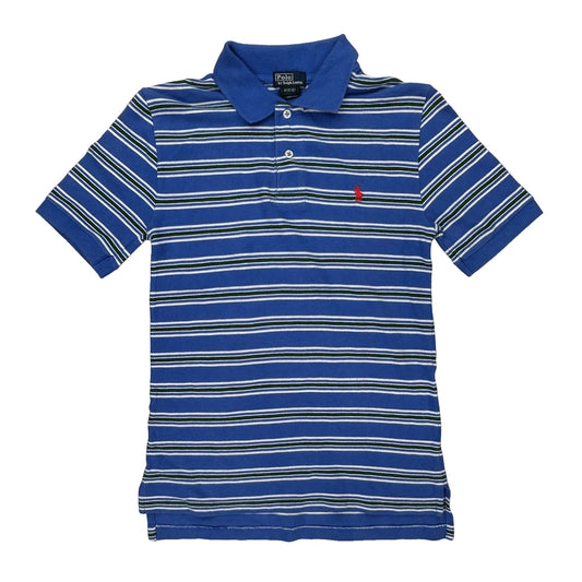Age 8-9 Polo By Ralph Lauren Striped Polo Shirt - Medium Blue Cotton