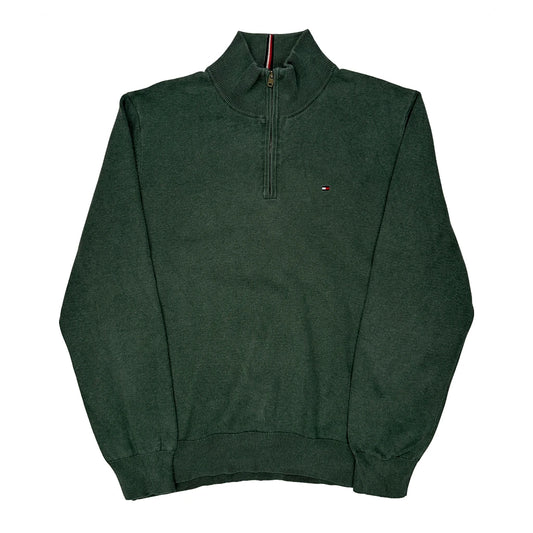 Vintage Tommy Hilfiger 1/4 Zip - XL Green Cotton