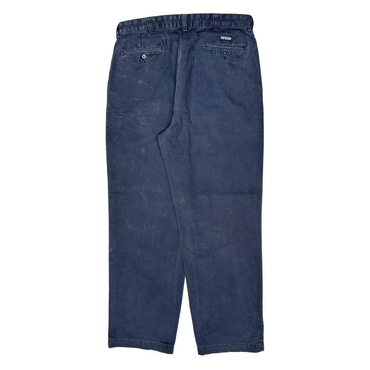 Vintage Polo By Ralph Lauren Wide Leg Pleated Trousers - 35W 32L Blue Cotton