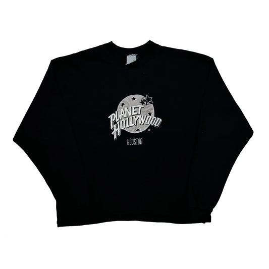 Vintage Houston Planet Hollywood Graphic Sweatshirt - Large Black Cotton