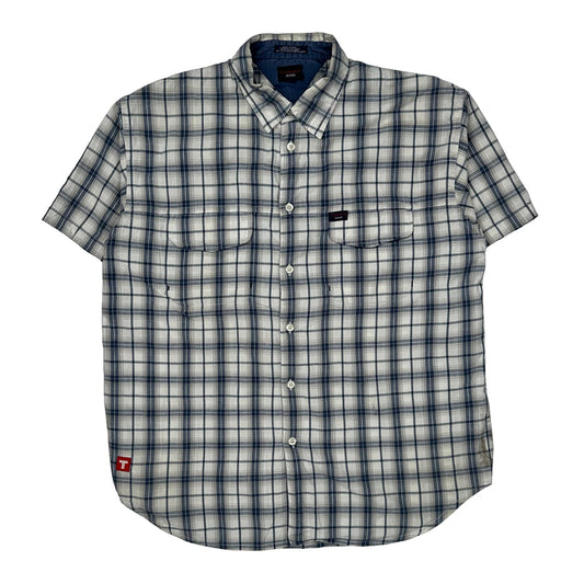 Tommy Jeans Checked Short Sleeve Shirt - Large Blue Cotton