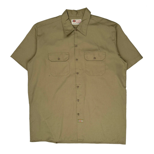 Dickies Short Sleeve Shirt - XL Khaki Polyester Blend