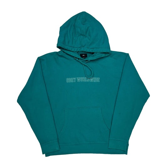 Vintage Obey Hoodie - Large Green Cotton