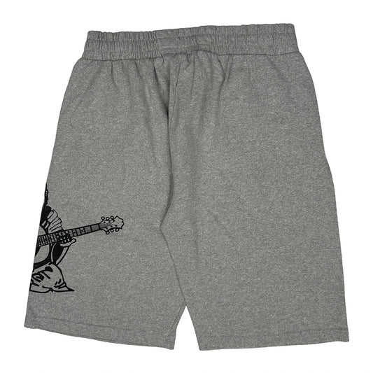 Buddha Playing Guitar True Religion Graphic Shorts - Largew 10L Grey Cotton