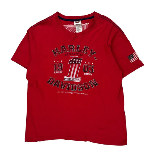 Sioux Falls, Sd Harley Davidson Graphic T-Shirt - Large Red Cotton