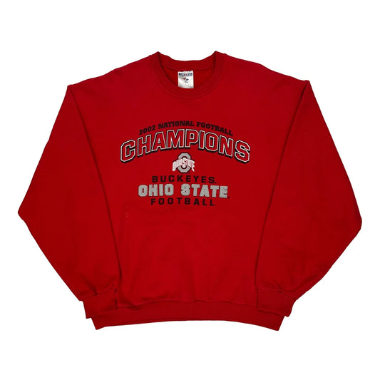 Ohio State Football Jerzees College Sweatshirt - Large Red Cotton Blend