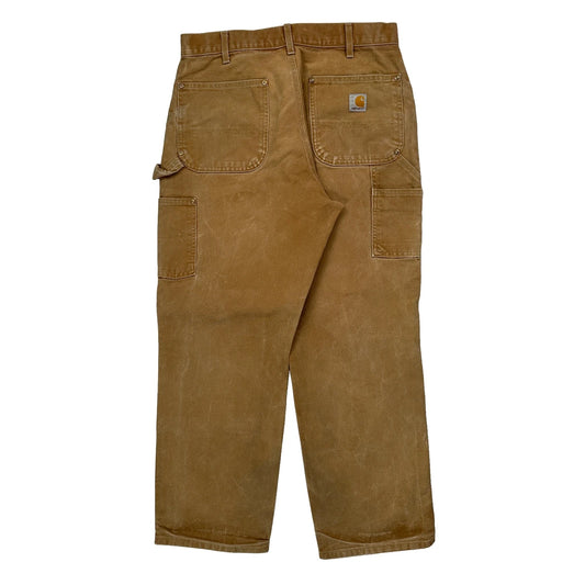 Vintage Made In USA Carhartt B01 Brn Double Knee Carpenter Trousers - 32W 29L Brown Cotton