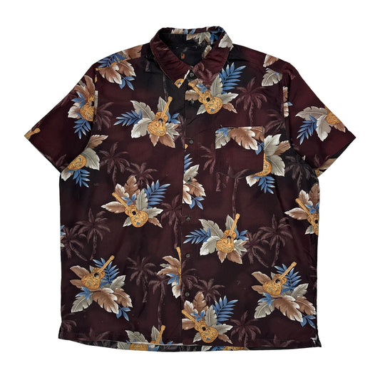 Unbranded Floral Hawaiian Shirt - XL Burgundy Cotton