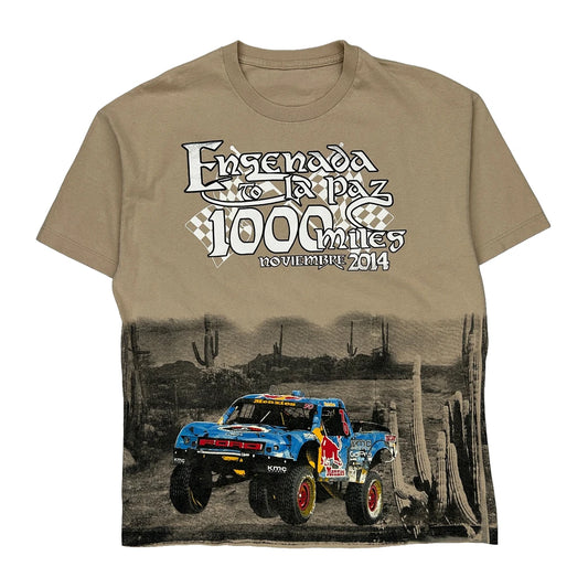 Ensenada To La Paz 1000 Miles Unbranded Graphic T-Shirt - XL Beige Cotton