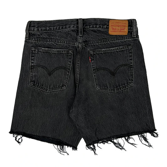 Levis Cut Off Denim Shorts - 30W UK 10 Black Denim