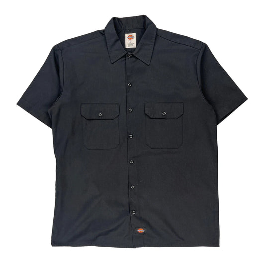 Dickies Short Sleeve Shirt - Large Black Polyester Blend