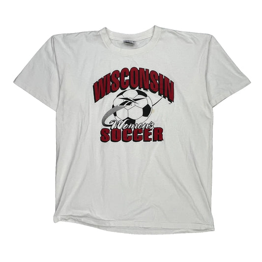 Wisconsin Women'S Soccer Reebok Single Stitch T-Shirt - XL White Cotton