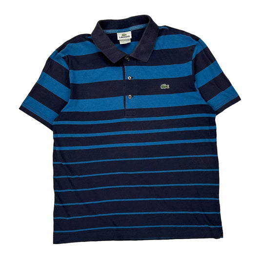 Lacoste Striped Polo Shirt - Medium Blue Cotton