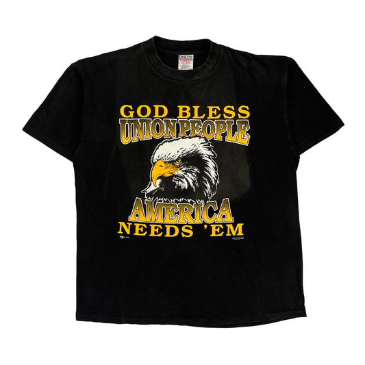 Single Stitch Oneita Graphic T-Shirt - XL Black Cotton