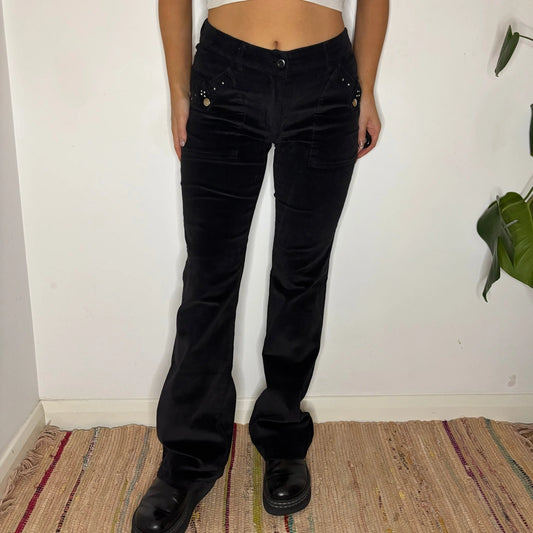 Vintage black Smalto Cord Trousers - womens 28" waist