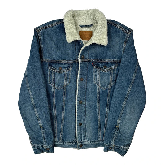 Vintage Levis Sherpa Lined Denim Jacket - Large Blue Denim