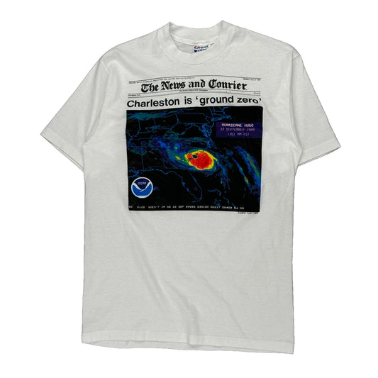 Hurricane Hugo Hanes Graphic T-Shirt - Large White Cotton
