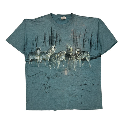 Wolf Pack Unbranded Single Stitch T-Shirt - Large Blue Cotton