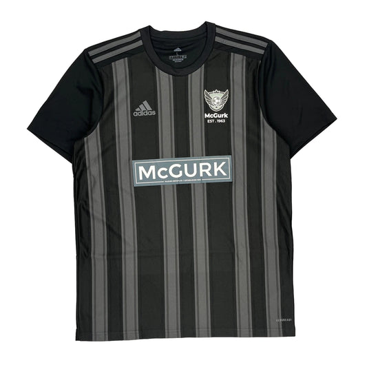 Adidas Striped Football Shirt - Large Black Polyester