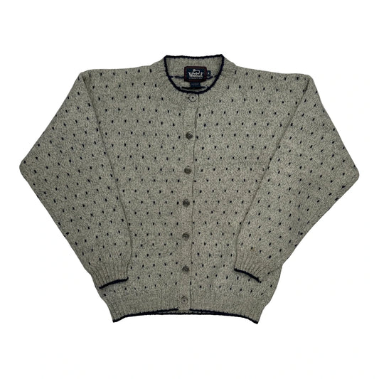 Vintage Woolrich Polka Dot Cardigan - Medium Grey Wool
