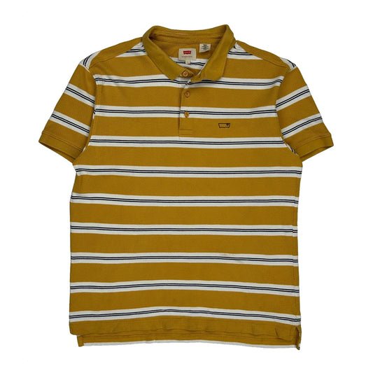 Levis Striped Polo Shirt - Large Yellow Cotton