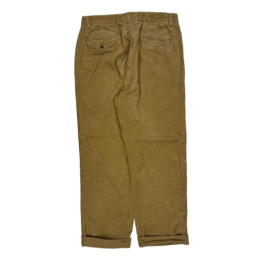 Vintage Polo By Ralph Lauren Cord Trousers - 32″ Waist Brown Cotton