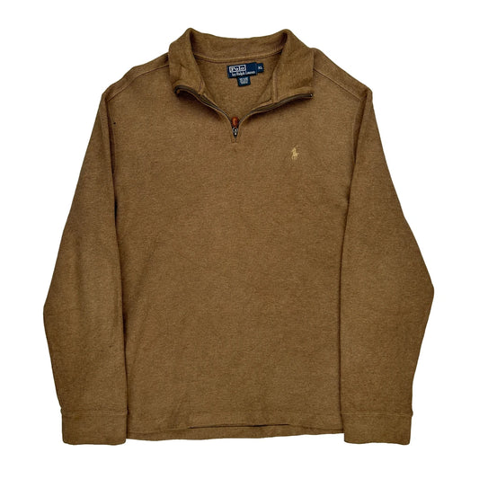 Polo By Ralph Lauren 1/4 Zip - XL Brown Cotton