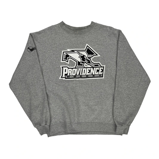 Providence Hockey Champion Graphic Sweatshirt - Large Grey Cotton Blend