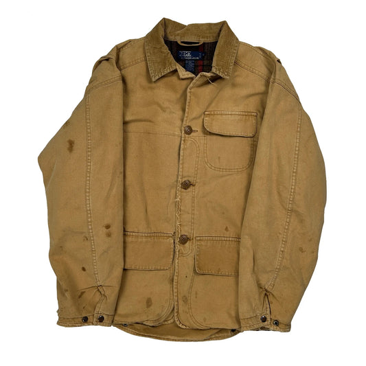Distressed Polo By Ralph Lauren Wool Lined Jacket - Medium Brown Cotton