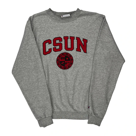 Champion College Sweatshirt - Small Grey Cotton Blend