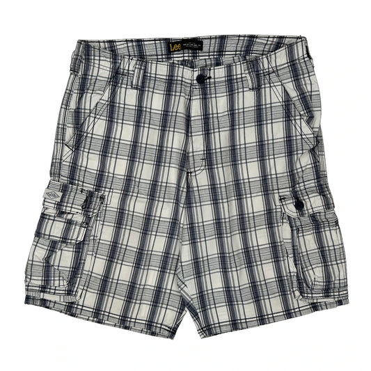 Lee Checked Cargo Shorts - 34W 10L Black Cotton