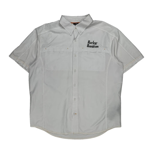 Harley Davidson Short Sleeve Shirt - XL White Polyester