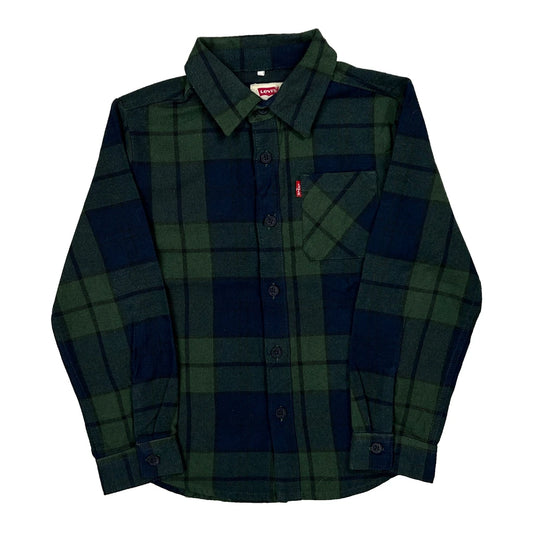 Age 6-7 Levis Checked Flannel Shirt - Small Green Cotton