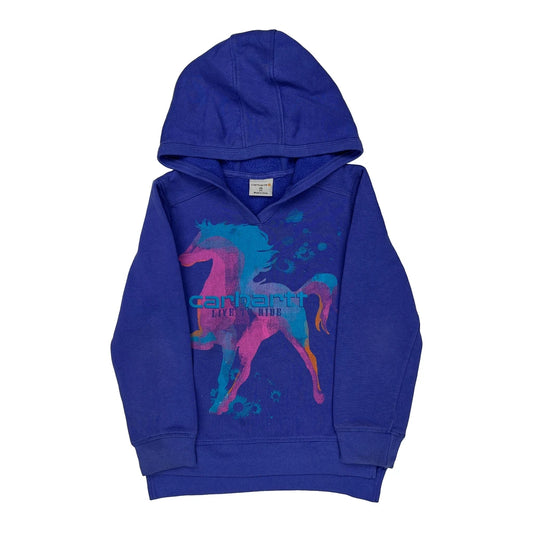 Age 7 Live To Ride Carhartt Graphic Hoodie - XS Blue Cotton