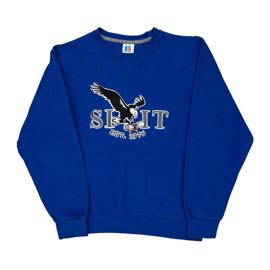 Eagle Russell Athletic College Sweatshirt - Small Blue Cotton