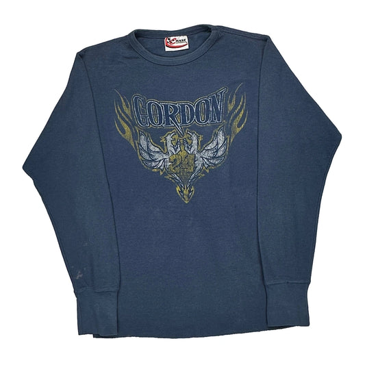 Gordon Chase Authentics Graphic Long Sleeve T-Shirt - Medium Blue Cotton