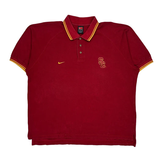 Sc Nike College Polo Shirt - Large Red Cotton