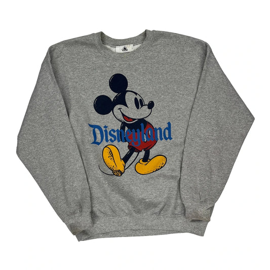 Mickey Mouse Disney Graphic Sweatshirt - Large Grey Cotton Blend