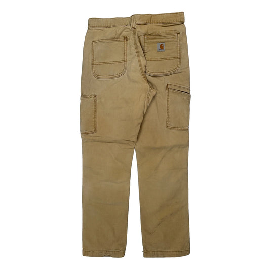 Vintage Relaxed Fit Carhartt Double Knee Carpenter Trousers - 30W 30L Beige Cotton